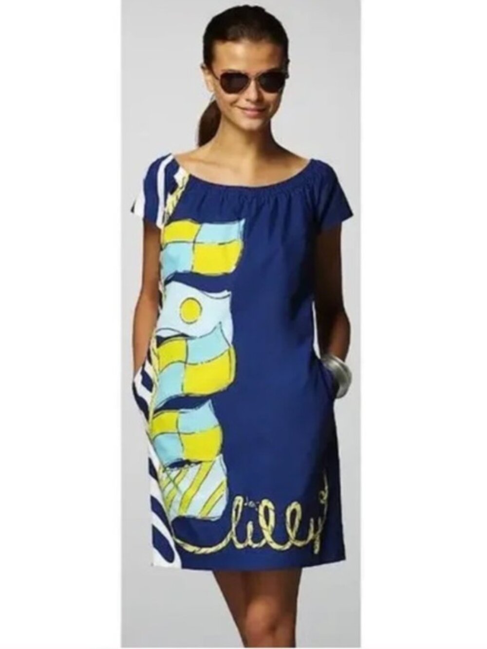 ✨ Lilly Pulitzer "Sullivan" Navy Shift Dress in "You're Flagged" Size M ✨